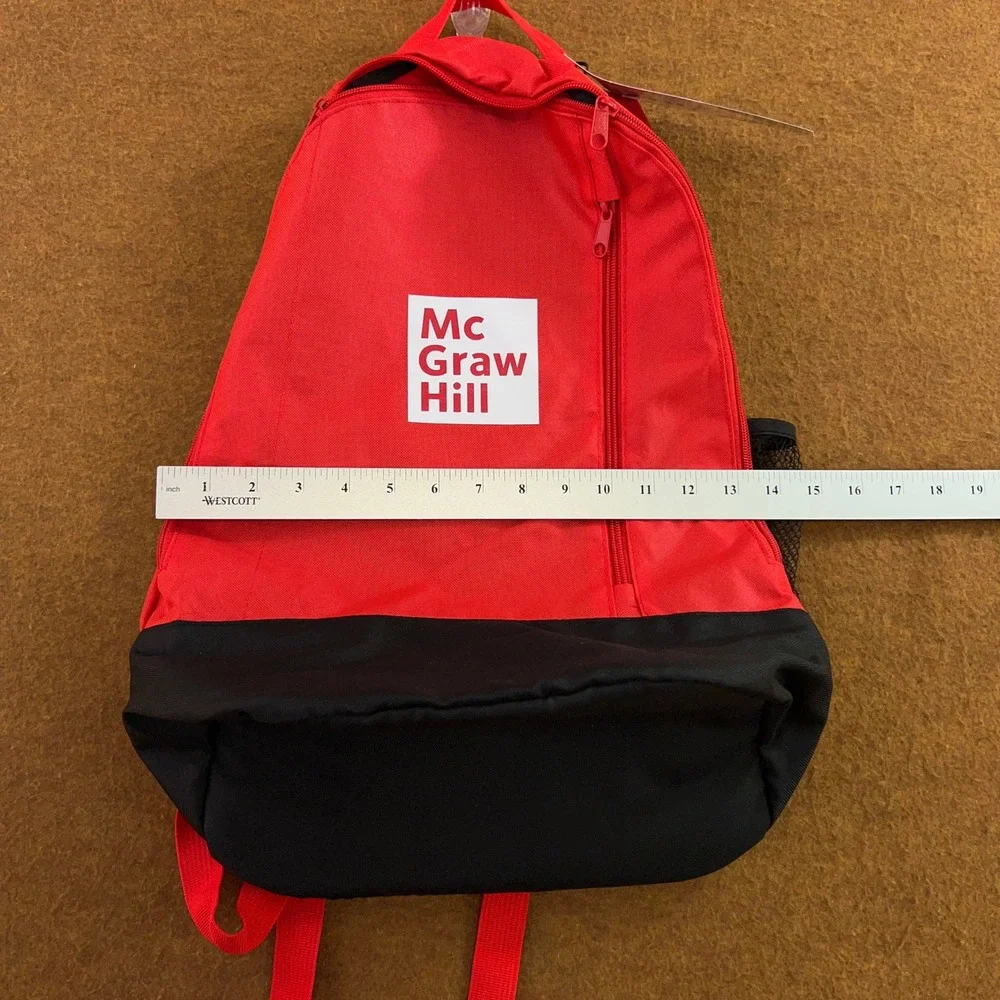 McGraw Hill Unisex OS Red Black Logo Promotional Zippered Backpack